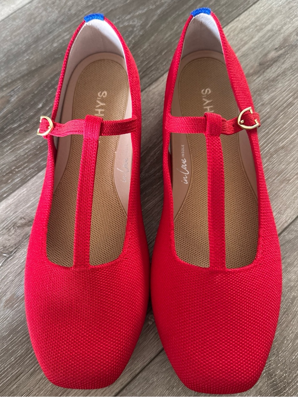 ROTHY'S The T-Strap Mary Jane Red Crisp Women's Flat Size US 10.5 NWOB - Picture 3 of 9